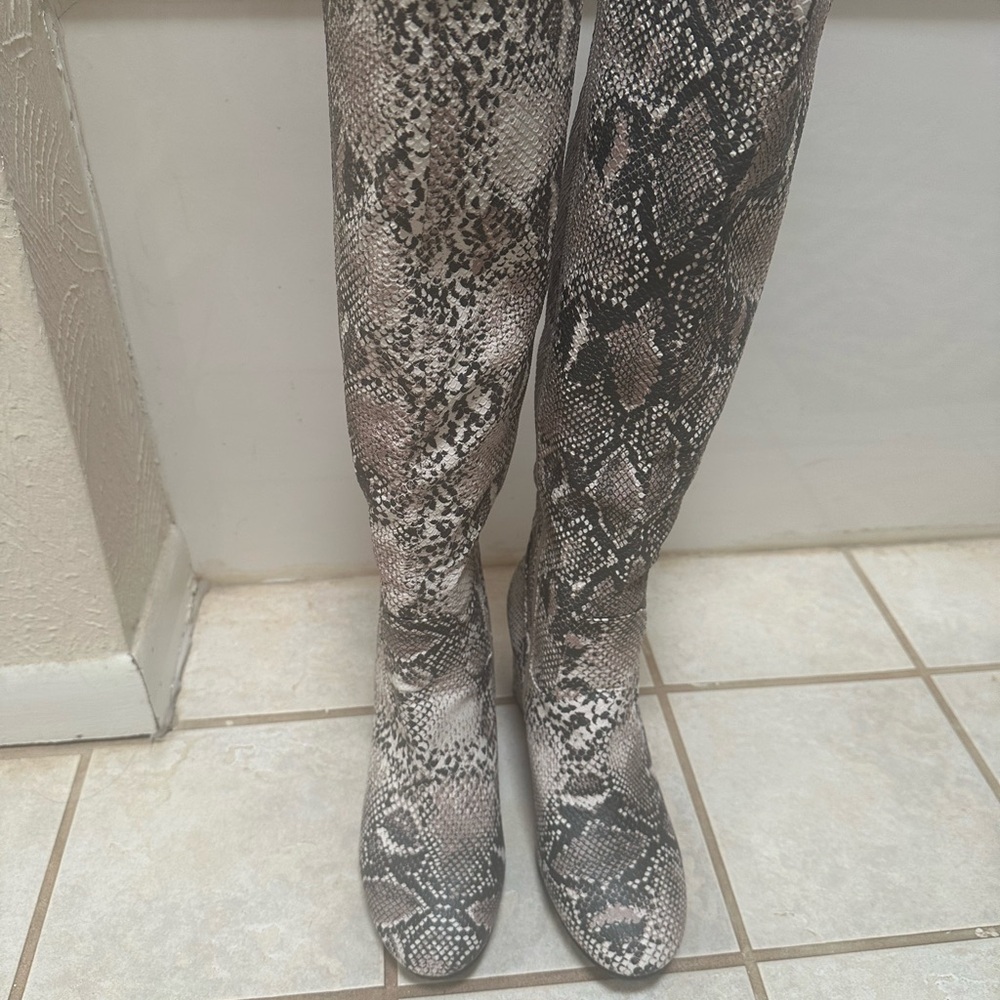 Snakeskin Over-the-Knee Boots